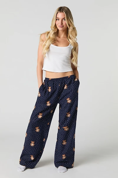 Pantalon de pyjama à jambe large en flanelle imprimée