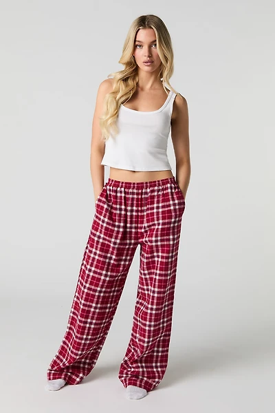 Printed Flannel Wide Leg Pajama Pant