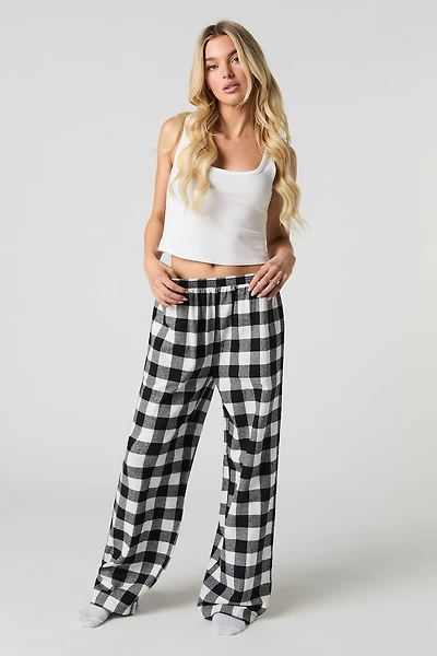Printed Flannel Wide Leg Pajama Pant