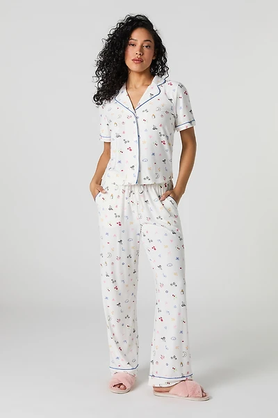 Ensemble pyjama avec haut boutonné et pantalon