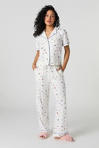 Ensemble pyjama avec haut boutonné et pantalon