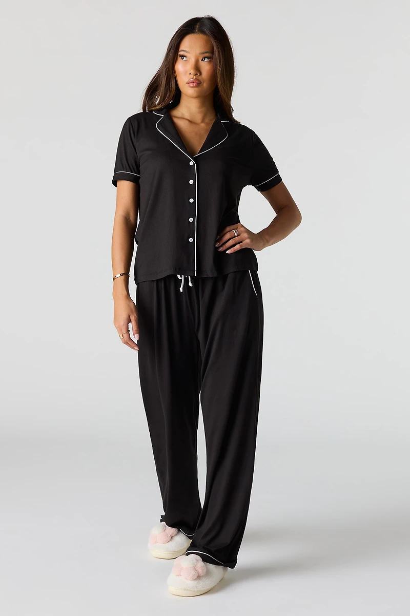 Soft Button-Up Top & Pant Pajama Set