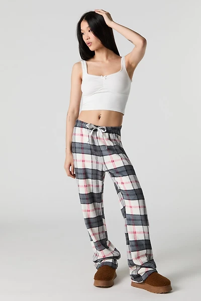 Pantalon de pyjama pelucheux à jambe large