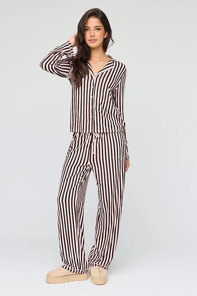 Long Sleeve Button-Up Top & Pant Pajama Set