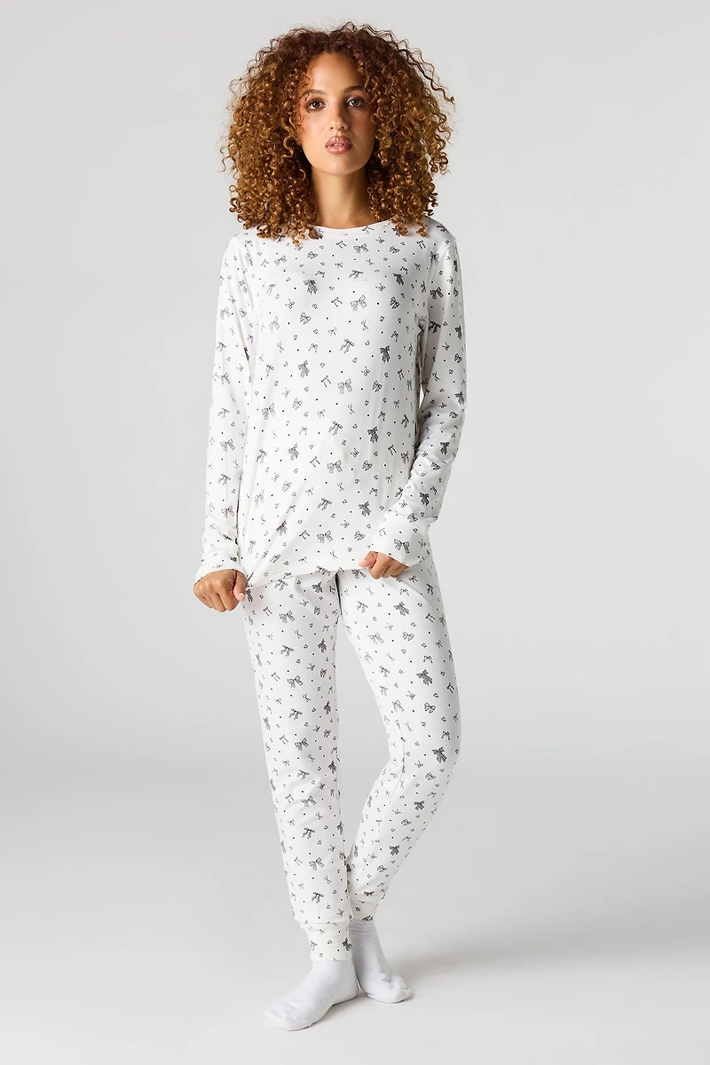 Ensemble pyjama avec haut à manches longues imprimé Halloween et jogger
