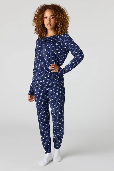 Printed Long Sleeve Top & Pant Pajama Set