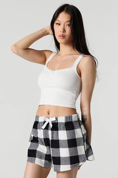 Printed Plush Pajama Short