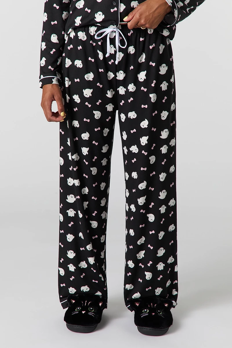 Ensemble pyjama avec haut boutonné et pantalon à imprimé Halloween