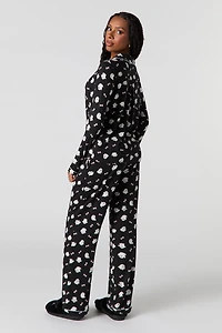 Ensemble pyjama avec haut boutonné et pantalon à imprimé Halloween
