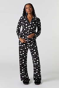 Ensemble pyjama avec haut boutonné et pantalon à imprimé Halloween