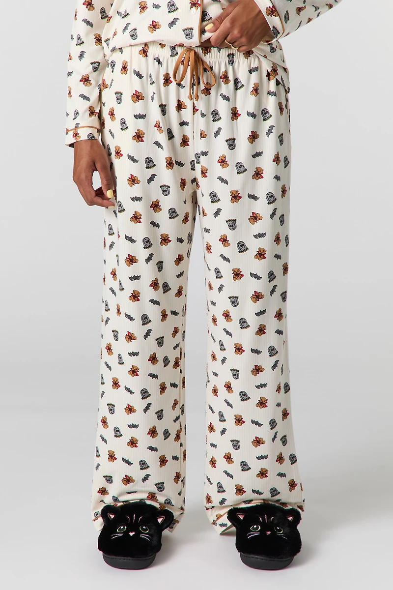 Ensemble pyjama avec haut boutonné et pantalon à imprimé Halloween