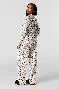 Ensemble pyjama avec haut boutonné et pantalon à imprimé Halloween