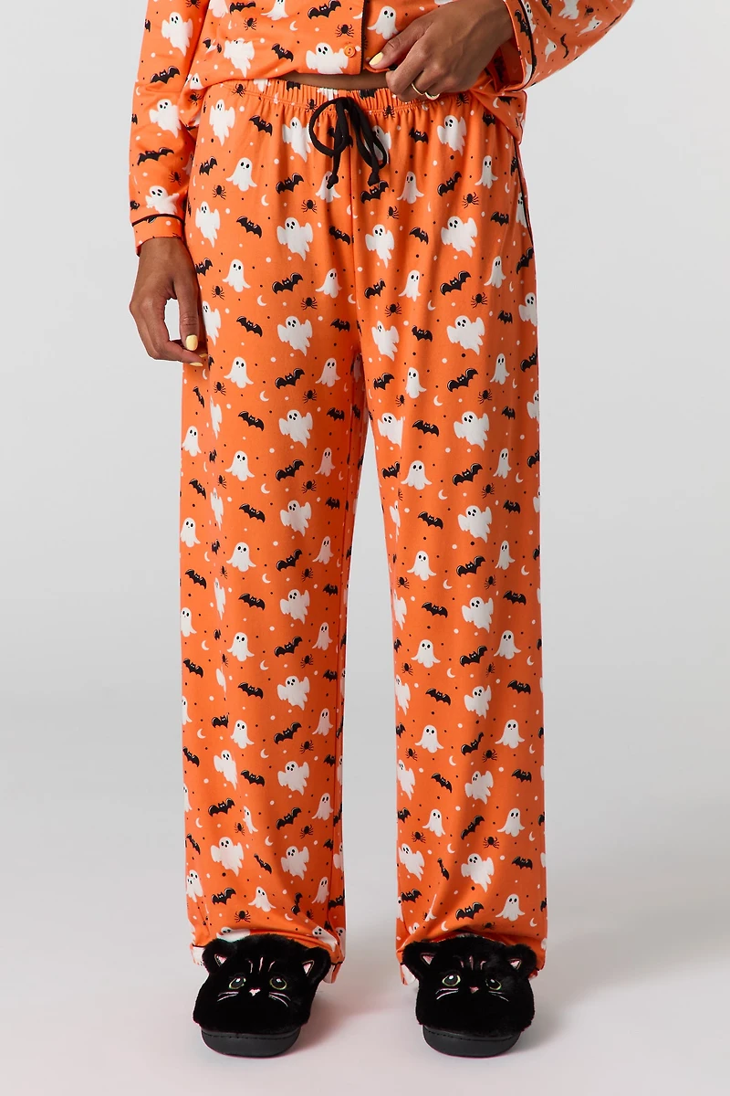 Ensemble pyjama avec haut boutonné et pantalon à imprimé Halloween