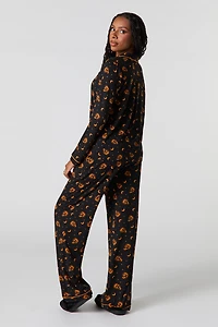 Ensemble pyjama avec haut boutonné et pantalon à imprimé Halloween