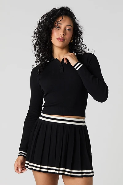 Minijupe plissée en tricot contrastant