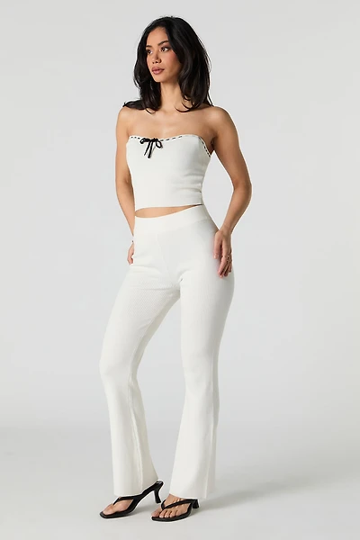 Pantalon évasé en tricot côtelé