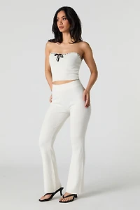 Pantalon évasé en tricot côtelé