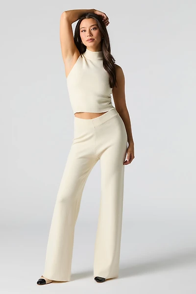 Pantalon à jambe large en tricot