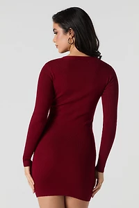 Robe-chandail côtelée boutonnée