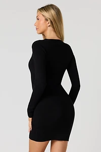 Ribbed Button-Up Sweater Dress