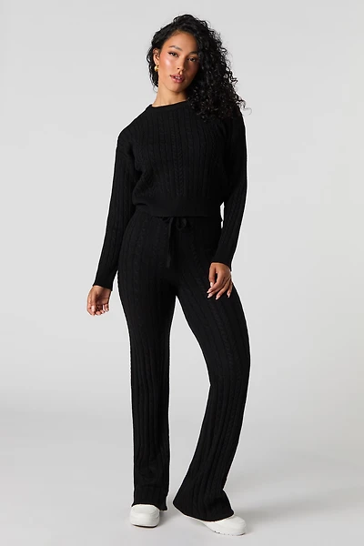 Cable Knit Wide Leg Pant