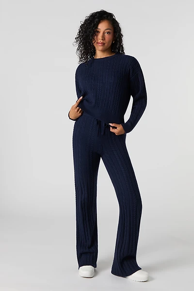 Cable Knit Wide Leg Pant