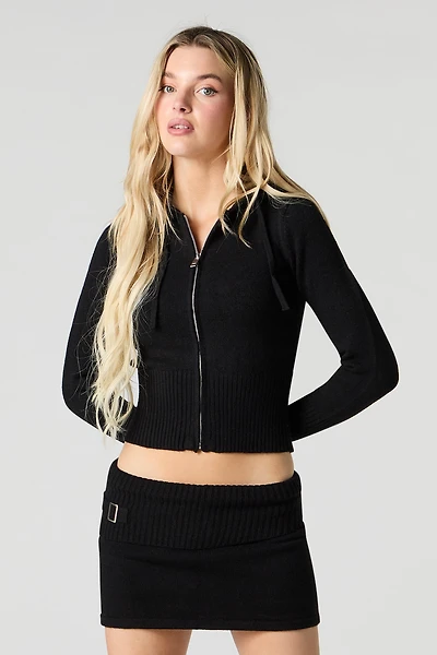 Minijupe-short en tricot côtelé