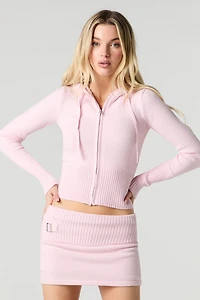 Minijupe-short en tricot côtelé