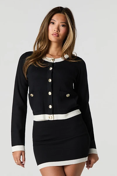 Contrast Trim Knit Mini Skirt
