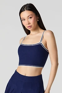 Knit Striped Trim Cropped Tank