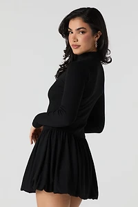 Ribbed Knit Bubble Mini Dress