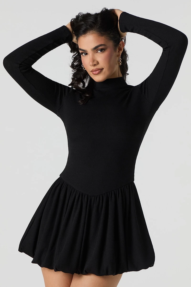 Minirobe bulle en tricot côtelée