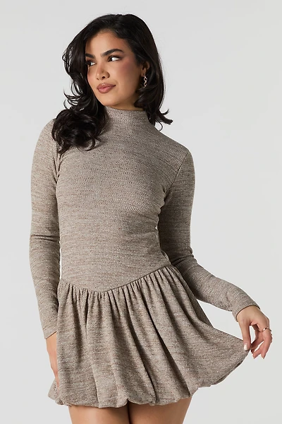 Minirobe bulle en tricot côtelée