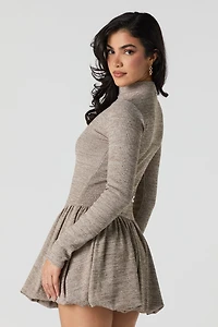 Ribbed Knit Bubble Mini Dress