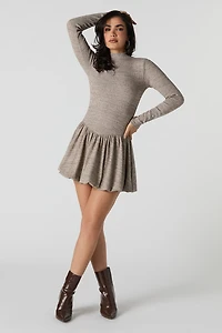 Ribbed Knit Bubble Mini Dress