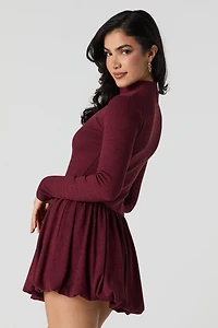 Ribbed Knit Bubble Mini Dress