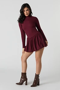 Ribbed Knit Bubble Mini Dress