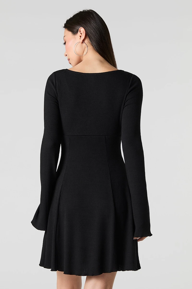 Minirobe trapèze en tricot à manche longue