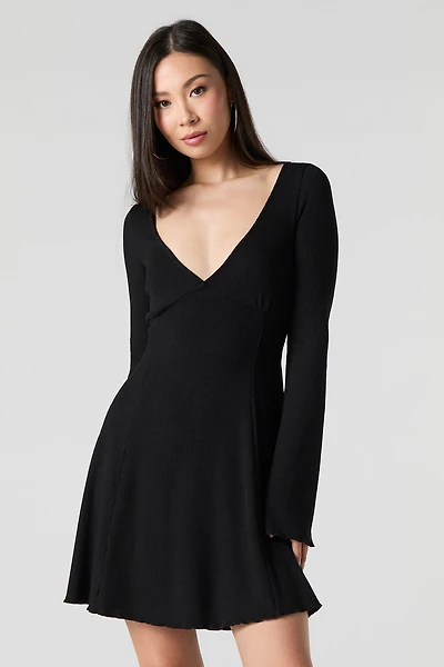 Knit Long Sleeve A-Line Mini Dress
