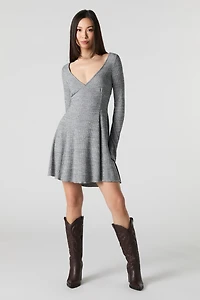 Minirobe trapèze en tricot à manche longue