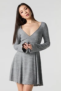 Minirobe trapèze en tricot à manche longue
