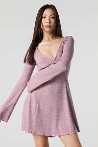 Minirobe trapèze en tricot à manche longue