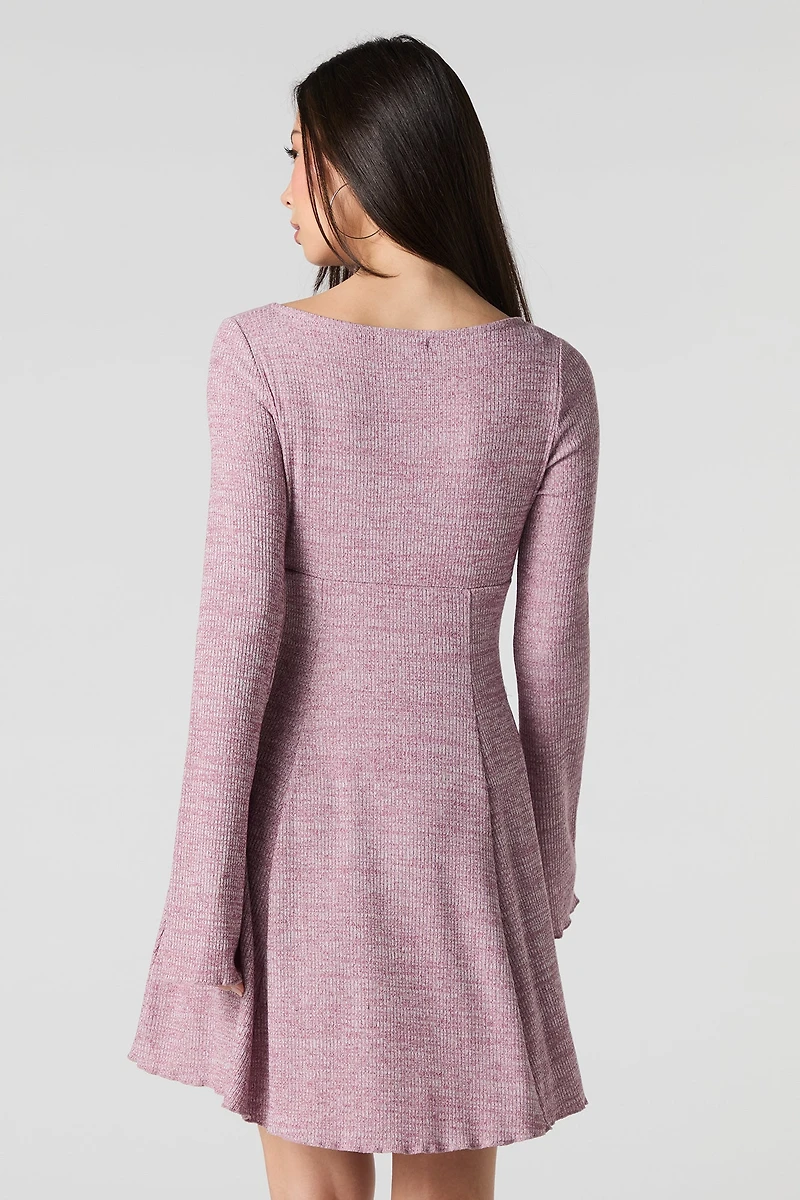 Minirobe trapèze en tricot à manche longue