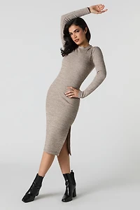 Ribbed Slit Midi Sweater Dress