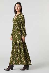 Flowy V-Neck Long Sleeve Maxi Dress