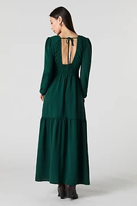 Robe maxi fluide à manche longue et col en V