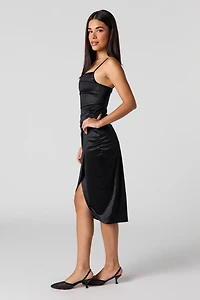Satin Corset Midi Dress