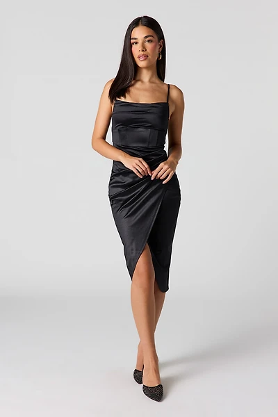 Satin Corset Midi Dress