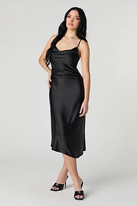 Satin Cowl Neck Midi Slip Dress