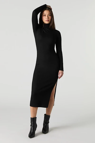 Ribbed Turtleneck Midi Sweater Dress